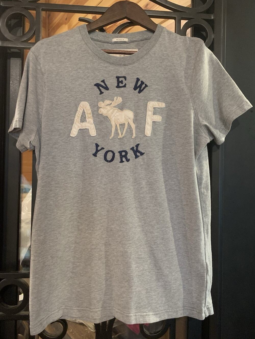 Abercrombie & Fitch Vintage Y2K Mens Muscle Fit T -Shirt Size XL Gray